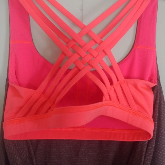 Lululemon Tank Top Free to be Wild Built In Bra Heathered open back Plum - Picture 4 of 6